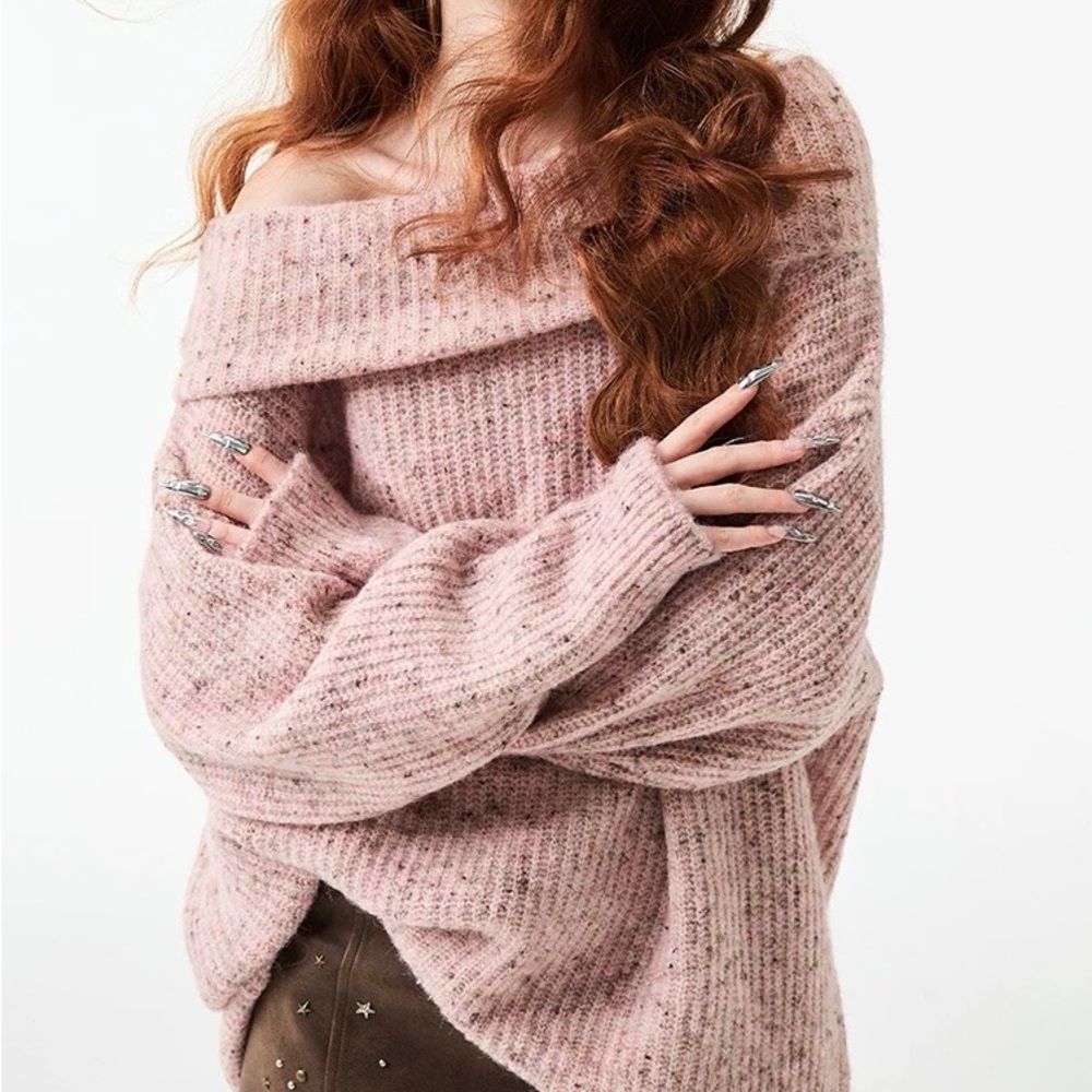 Cozy Pink Off-Shoulder Sweater